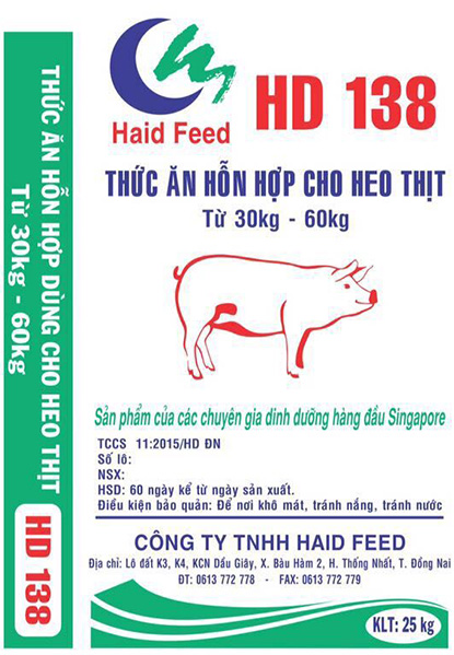 Thức ăn hỗn hợp cho heo thịt, từ 30kg - 60kg